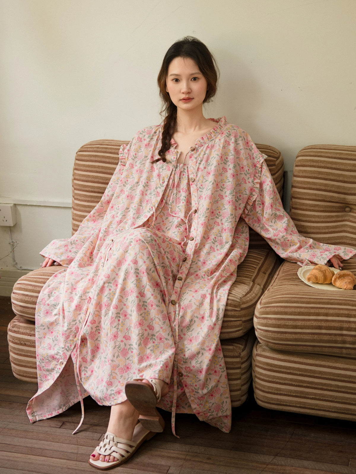 Vintage Floral Cotton Sleepwear | Robe or Slip Nightdress | Lian