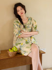 Bamboo Cotton Pyjama For Summer | Green Floral Lounge Set | Lian