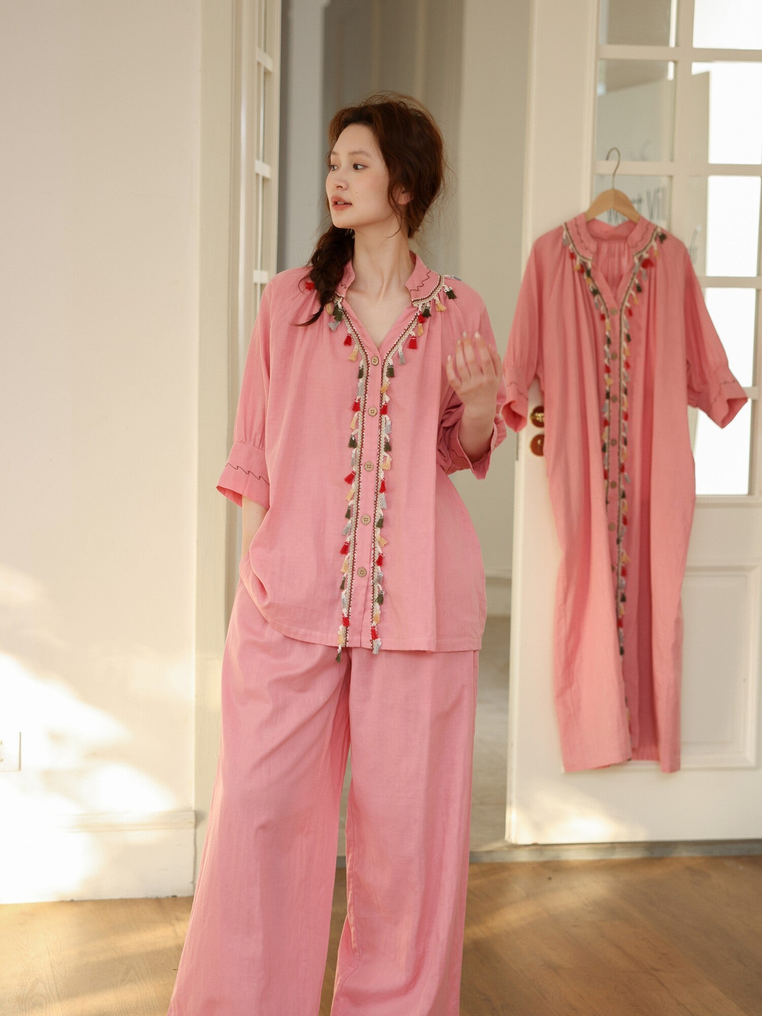 Gauze Cotton Tassel Lounge Set – Artisan Summer Loungewear