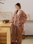 3‑Piece Bamboo Cotton Pajama Set with Robe | Rouge Bloom | Lian