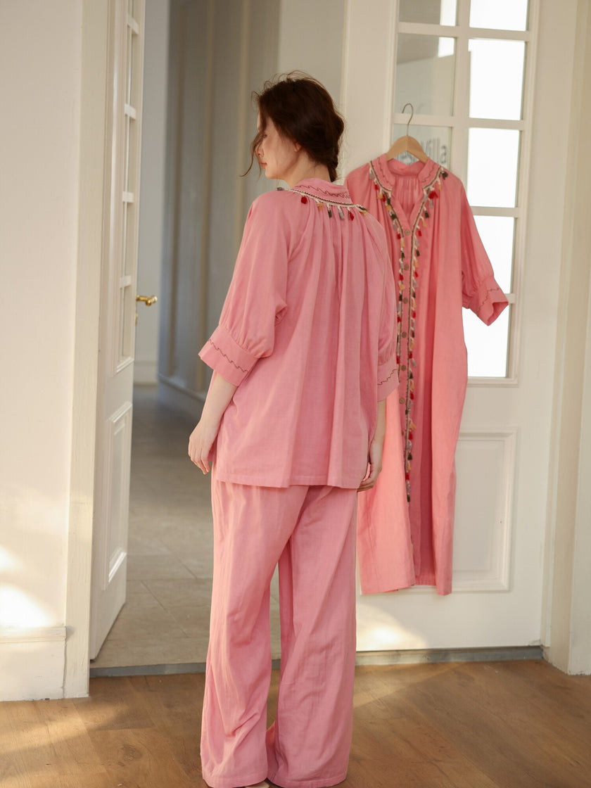 Gauze Cotton Tassel Lounge Set – Artisan Summer Loungewear