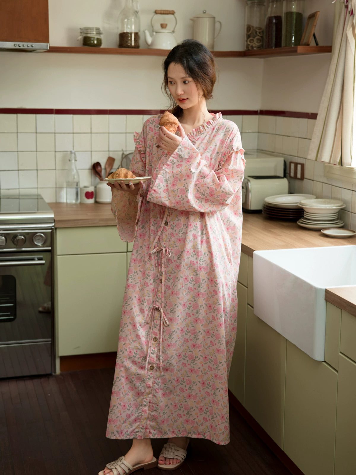 Vintage Floral Cotton Sleepwear | Robe or Slip Nightdress | Lian