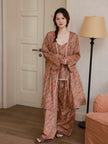 3‑Piece Bamboo Cotton Pajama Set with Robe | Rouge Bloom | Lian