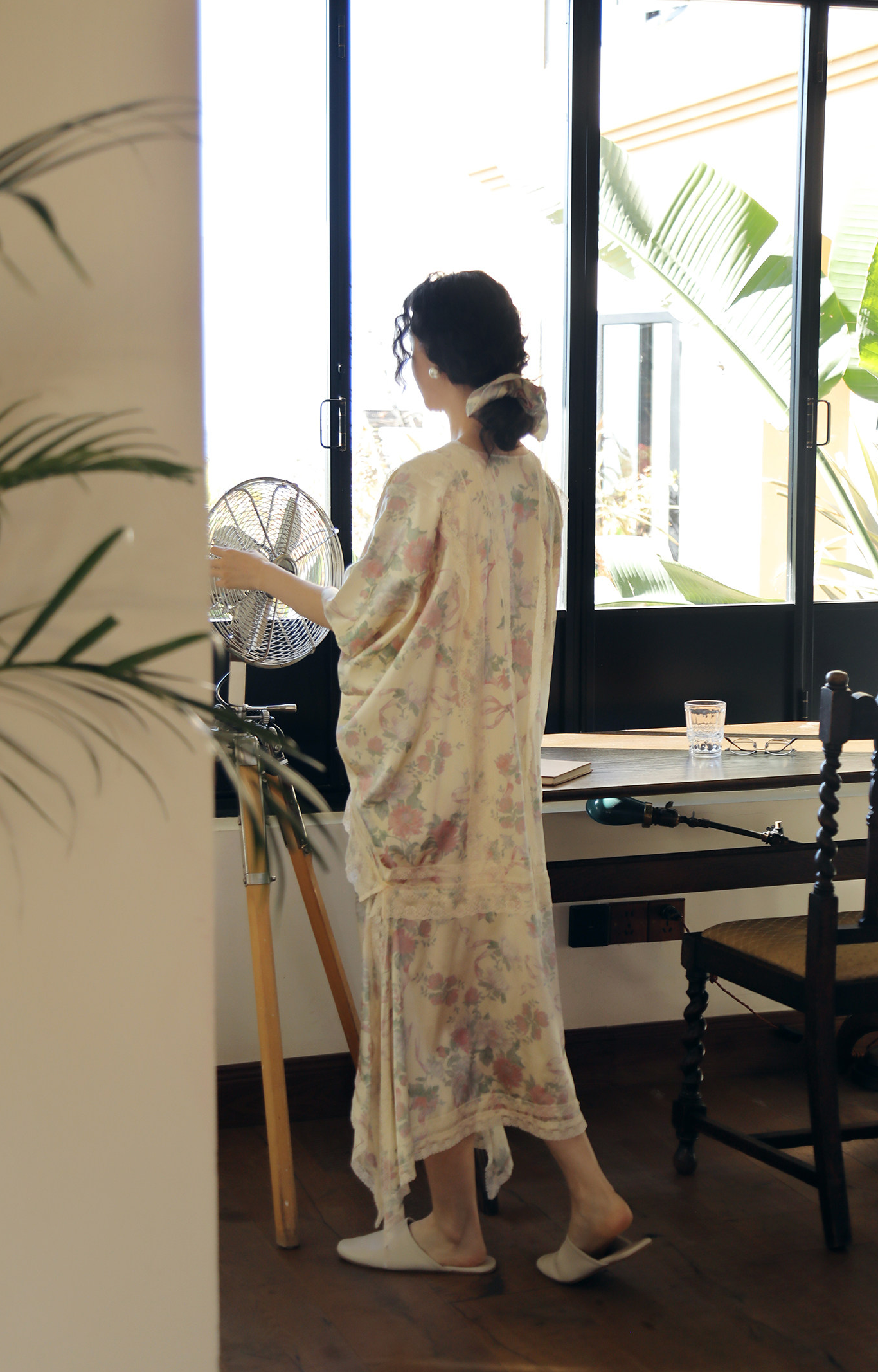 Silk Lounge Dress with Floral Print | Premium Silk Sleepwear | Lian