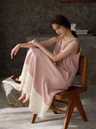 Pink cotton gauze nightdress side pocket