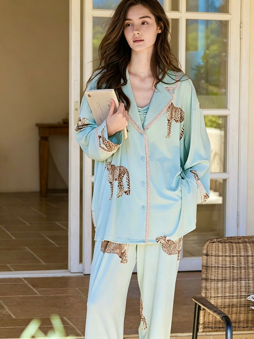 Leopard print Lyocell cami pajama set