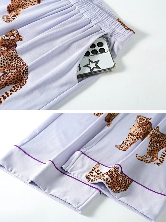 Leopard Lyocell cardigan set detail
