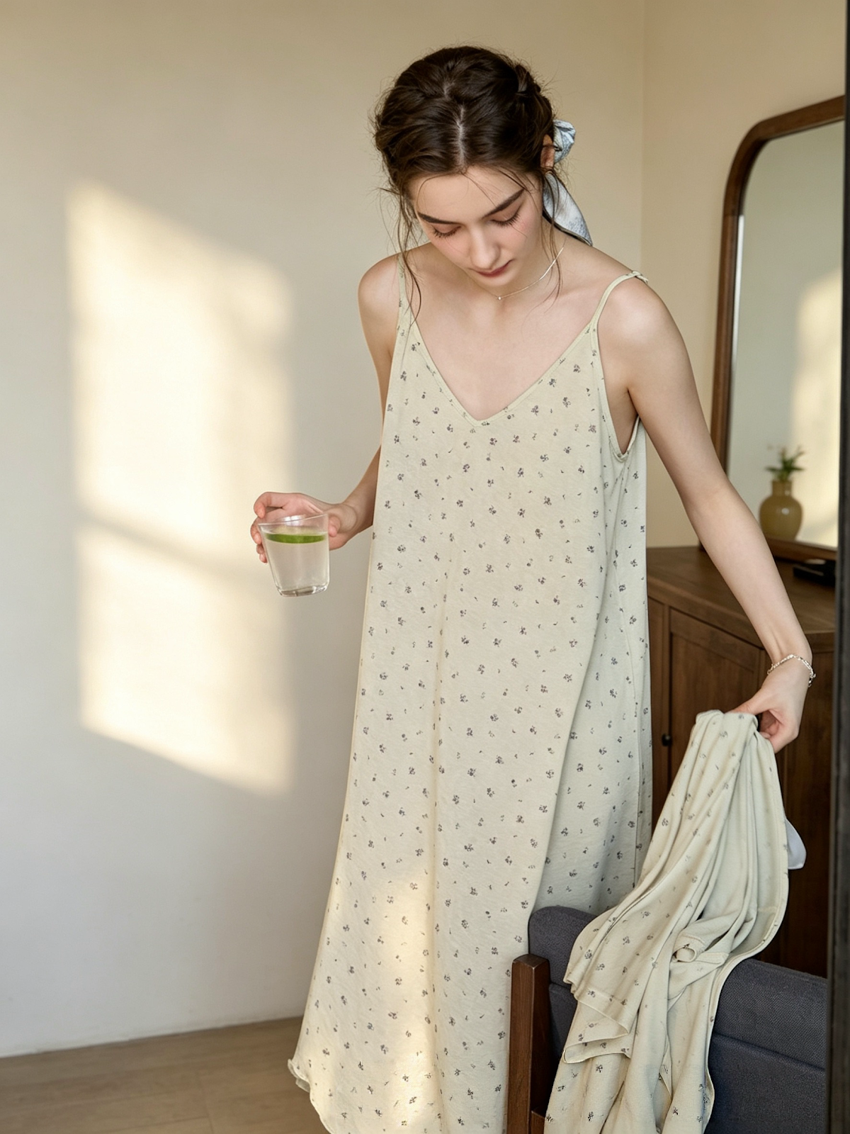 Lyocell two-piece lounge set botanical print