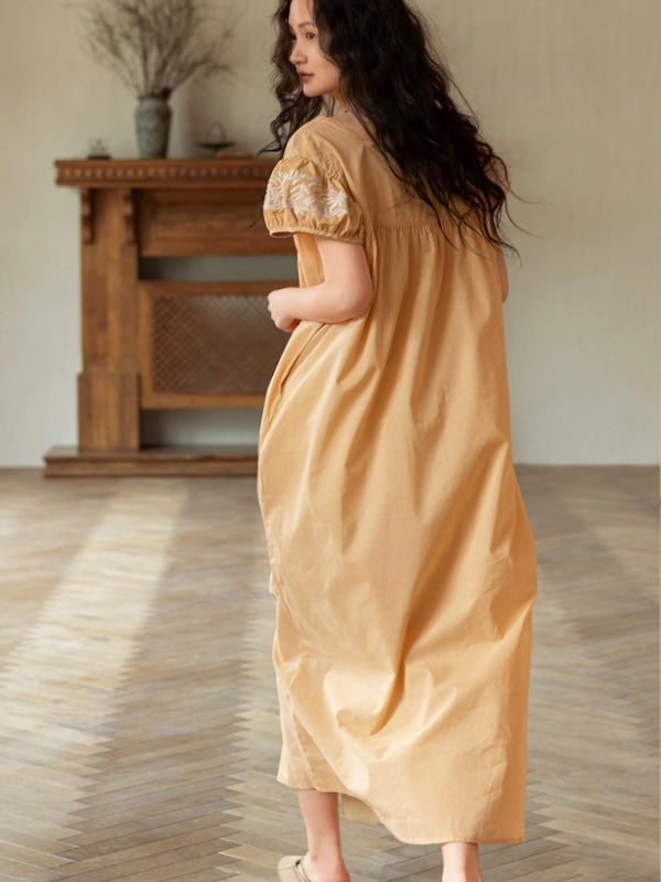 Cottagecore cotton nightdress worn
