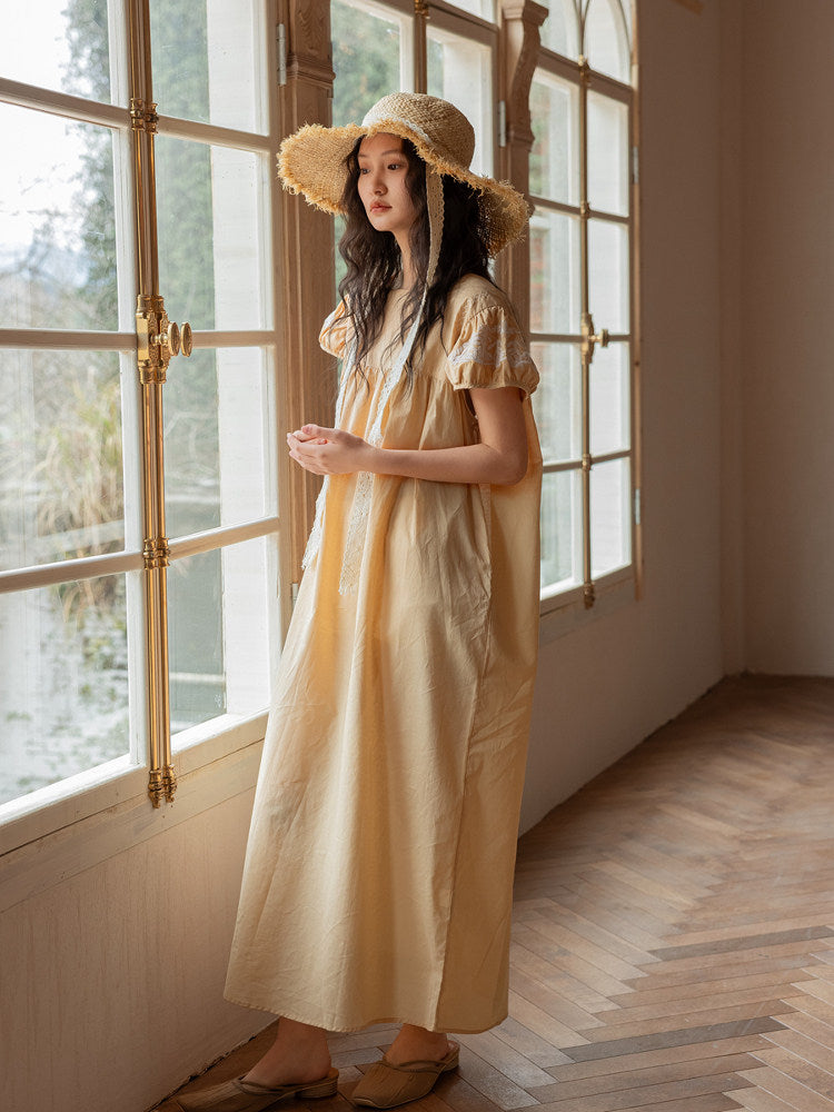 Lian Loungewear embroidered cotton cottage nightdress