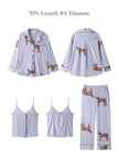 Lian Loungewear leopard Lyocell 3-piece cardigan set