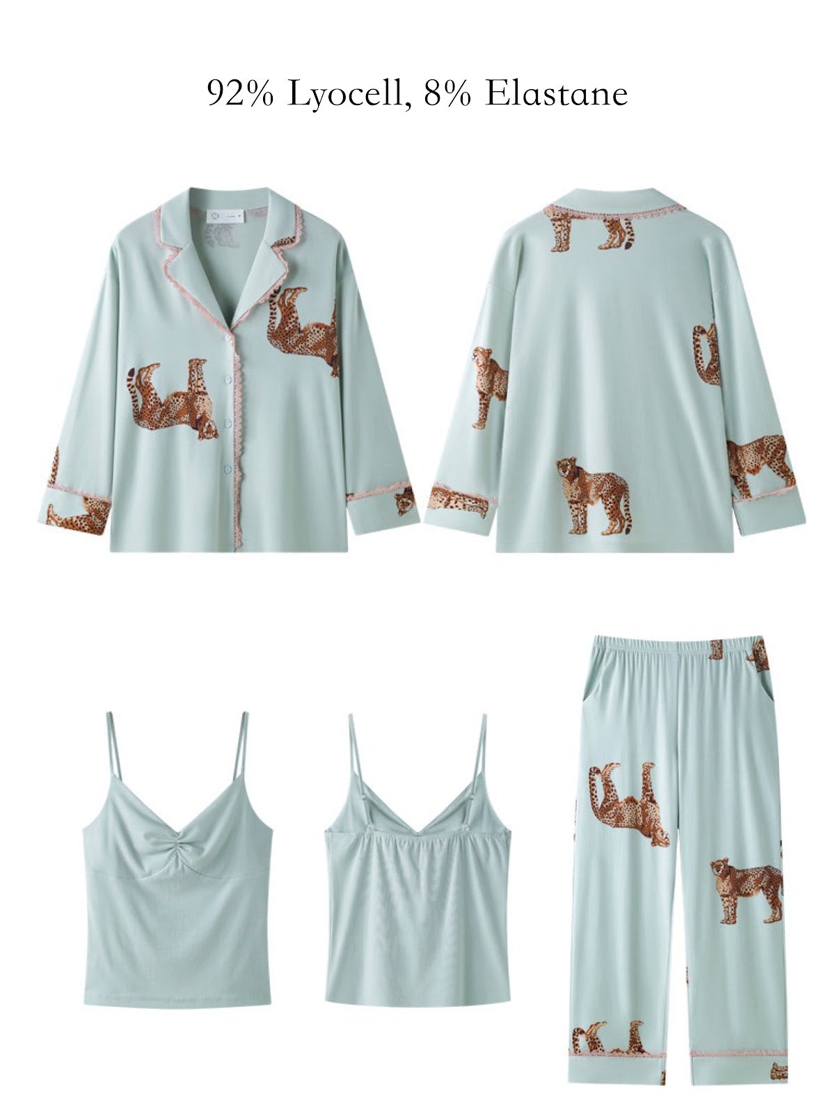 Lian Loungewear leopard Lyocell 3-piece lounge set