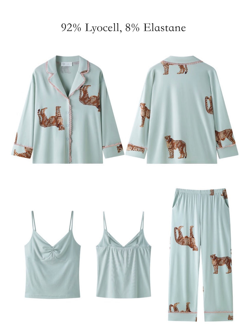 Lian Loungewear leopard Lyocell 3-piece lounge set