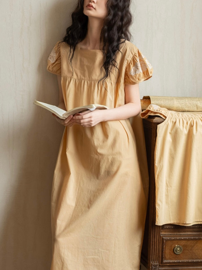 Cottage cotton maxi nightdress detail