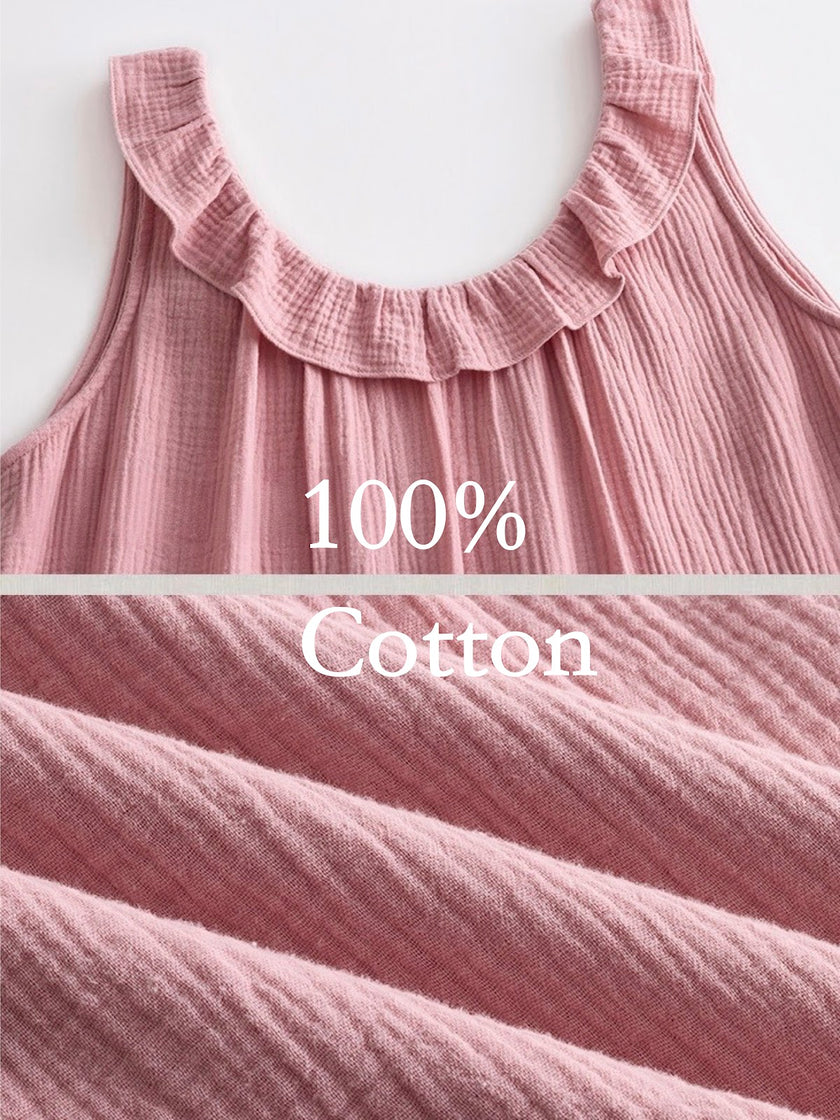 Cotton gauze cami slip dress in rose pink