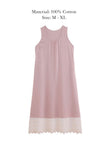 Lian Loungewear pink lace-trim cotton gauze nightgown - front