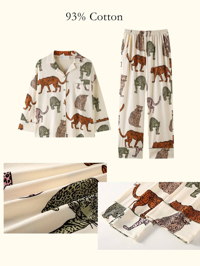 Lian Loungewear leopard Lyocell long-sleeve cardigan