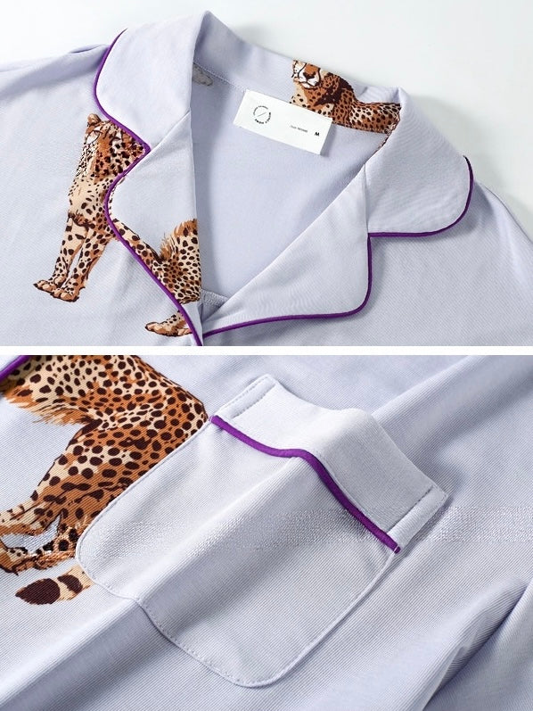 Leopard Lyocell open-front cardigan and cami