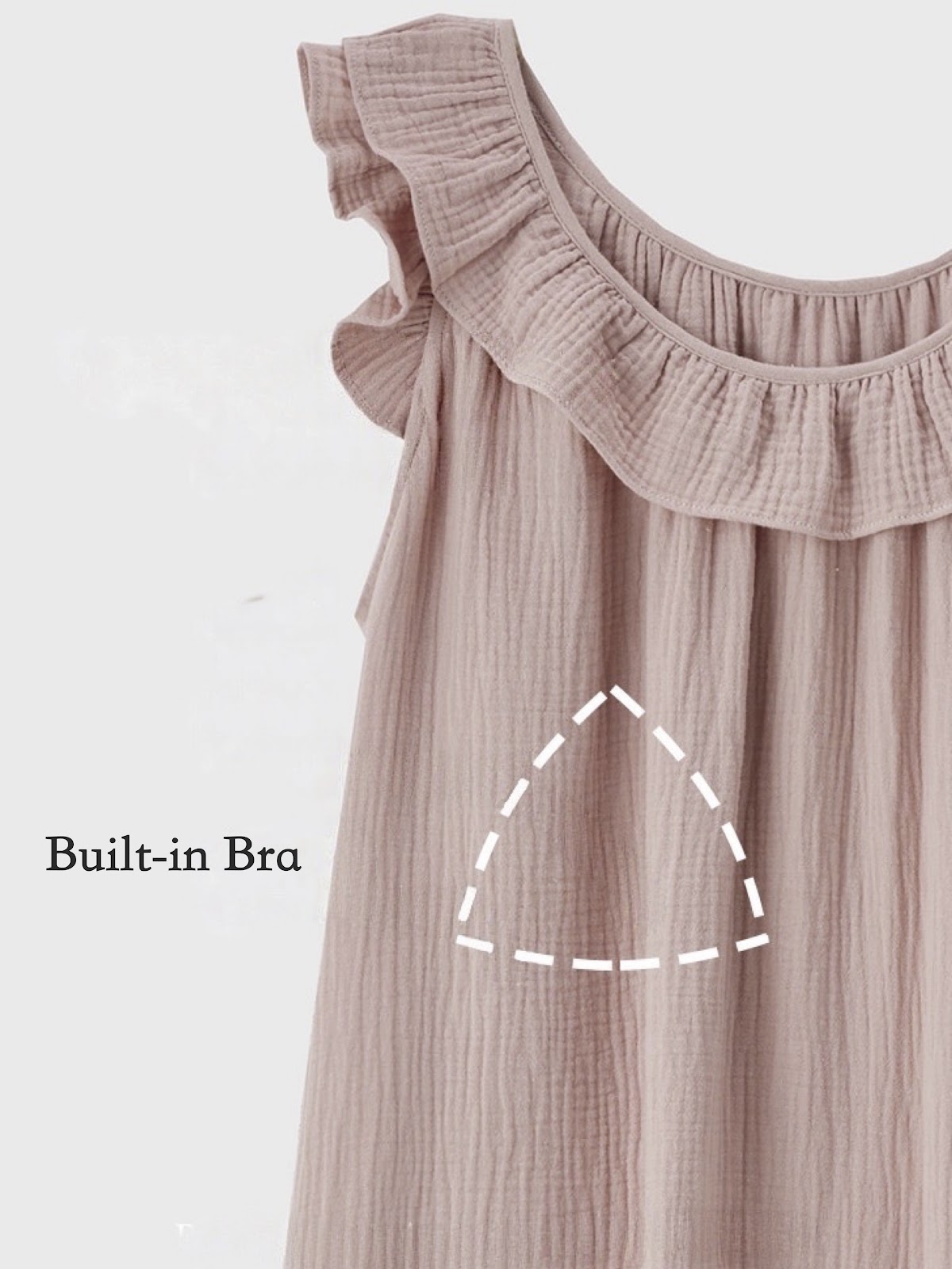 Light pink cotton gauze ruffle slip dress