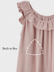 Light pink cotton gauze ruffle slip dress