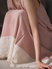 Cotton gauze nightgown fabric and lace detail