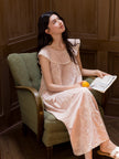 Pink cotton ruffle nightdress with doll collar