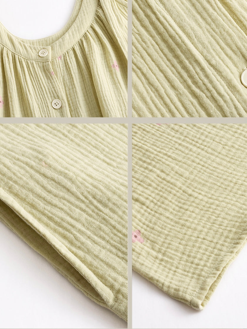 Cotton gauze nightgown care and size detail