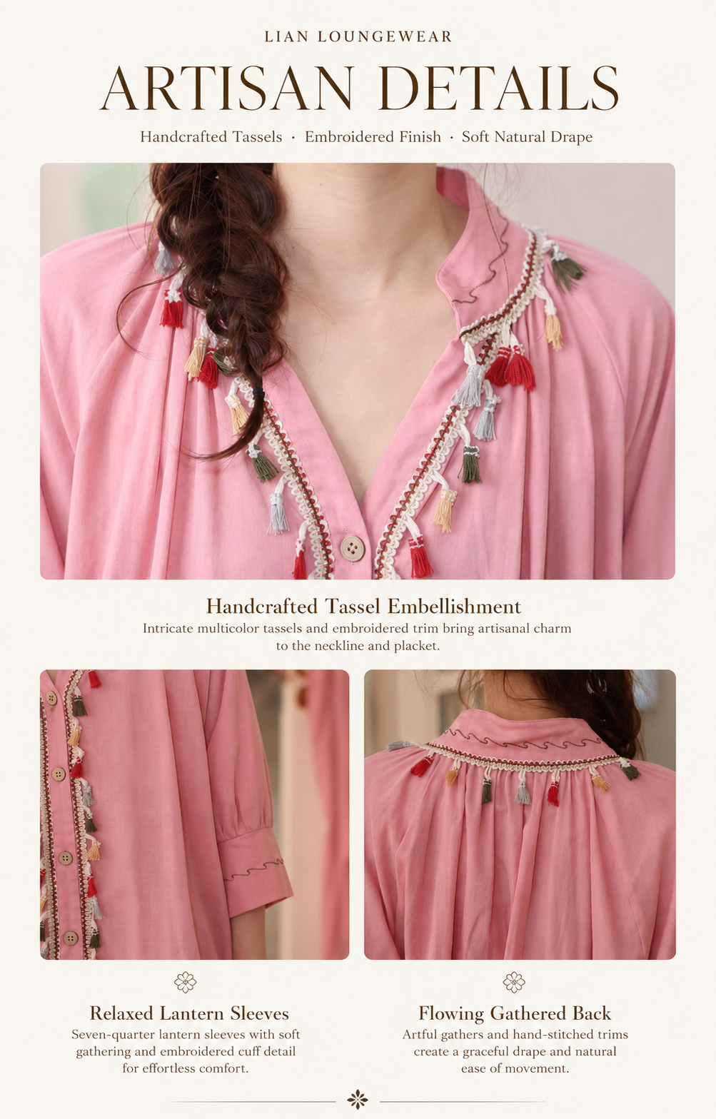 Gauze Cotton Tassel Lounge Set – Artisan Summer Loungewear