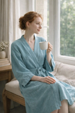 Women's Linen Kimono Robe | Washed Linen Dressing Gown | 6 Colours | Lian Loungewear