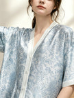 100% TENCEL™ Button Nightdress – Blue Floral Short Sleeve Sleep Dress