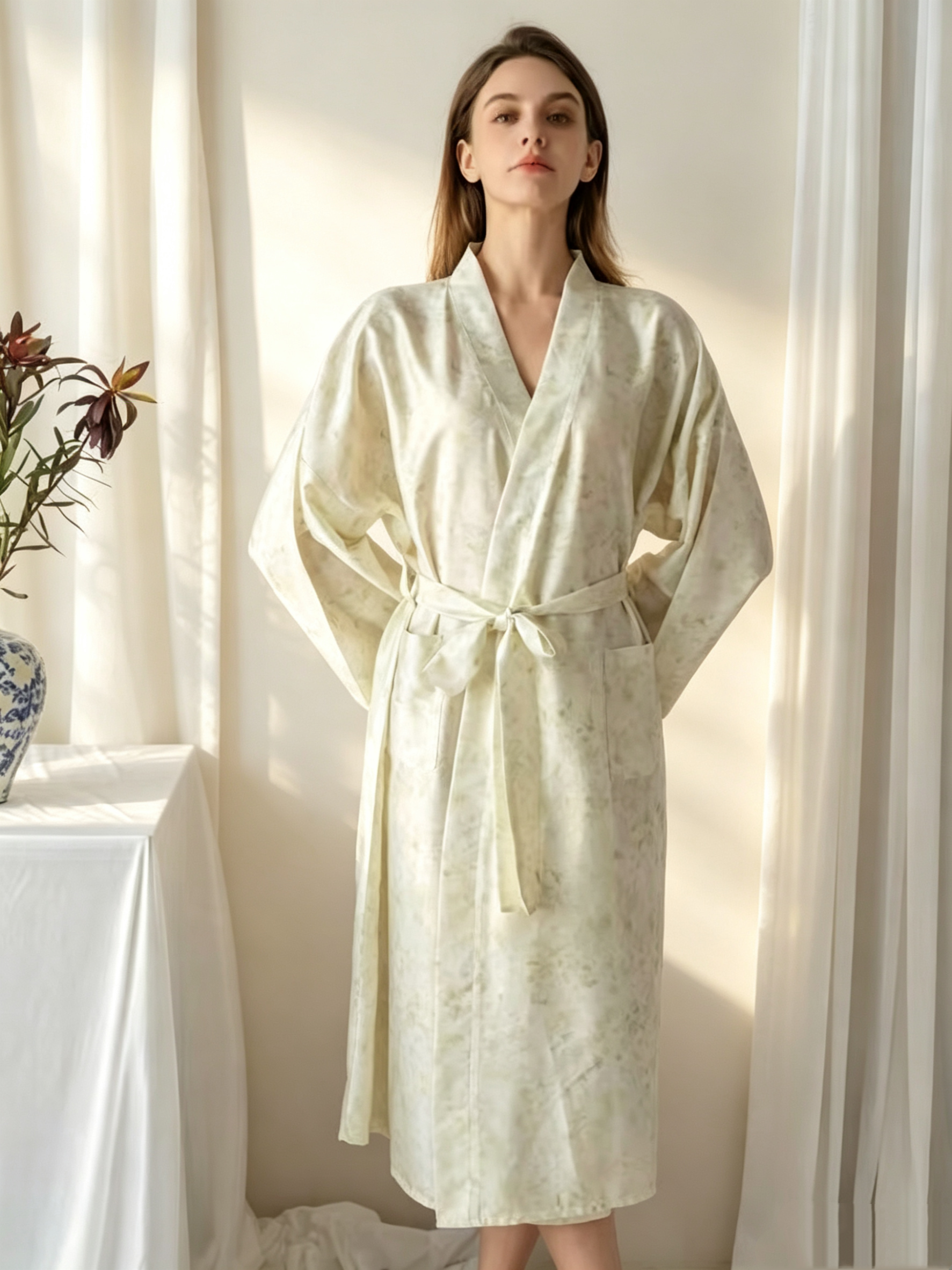 Women's TENCEL Wrap Robe | Soft Mid-Calf Loungewear Robe | Lian Loungewear