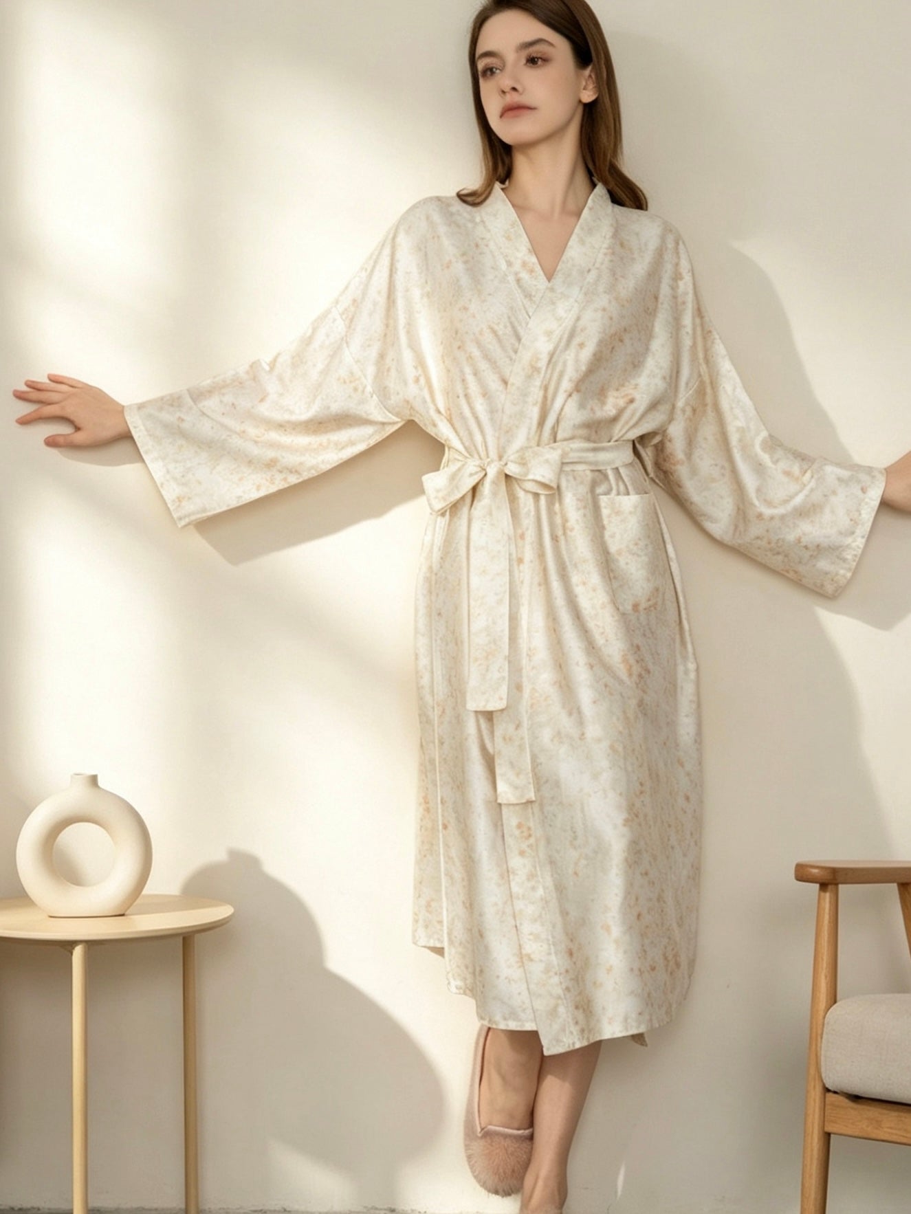 Women's TENCEL Wrap Robe | Botanical Kimono Dressing Gown | Lian Loungewear