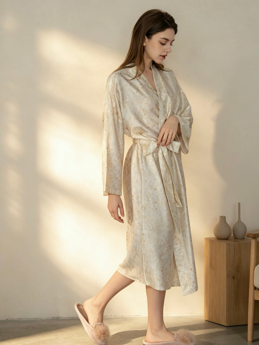 Women's TENCEL Wrap Robe | Botanical Kimono Dressing Gown | Lian Loungewear