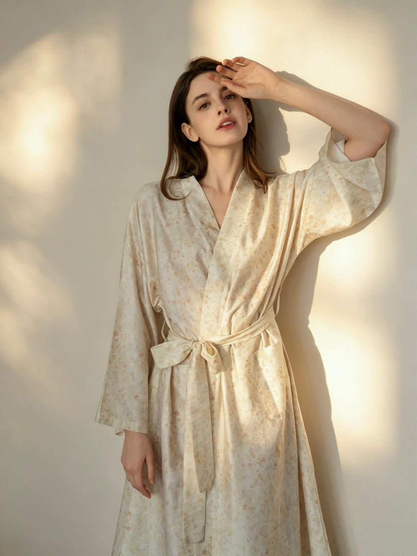 Women's TENCEL Wrap Robe | Botanical Kimono Dressing Gown | Lian Loungewear
