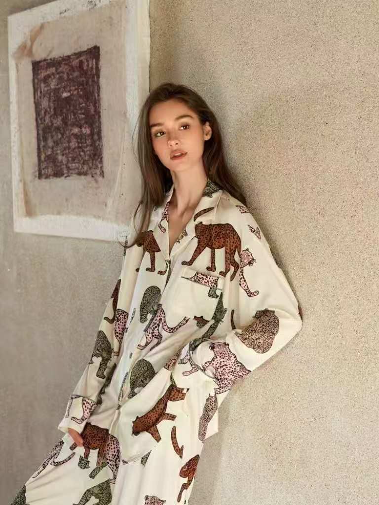Leopard Lyocell Cardigan | Long-Sleeve Lounge Layer | Lian