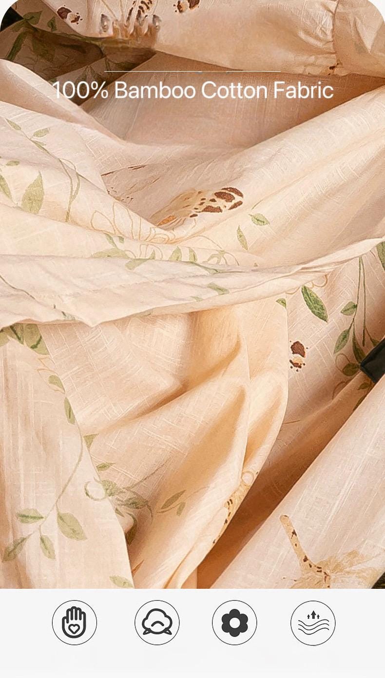 Embroidered Bamboo Cotton Robe: Lightweight Loungewear, Kimono Style Bathrobe