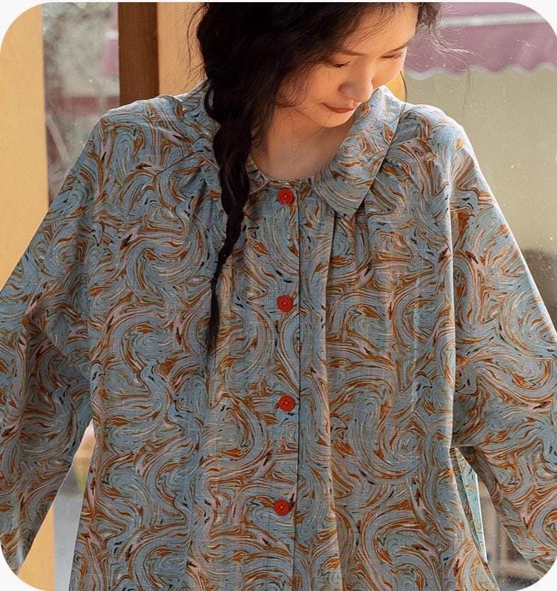 Bamboo Cotton Pajama Set: Lightweight Button-Up Loungewear, Cotton Sleepwear