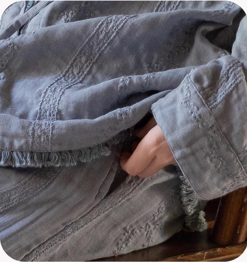 Gauze Cotton Loungewear Set: Breathable Linen-Look Pajamas，Gift-Ready Packaging