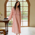 Pink Bamboo Cotton Pyjamas – Embroidered Dress or Two-Piece Pants Loungewear