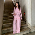 Pink Embroidered Heart Cotton Sleepwear Set - Bamboo Fibre and Natural Cotton Pajamas - Gift Ready
