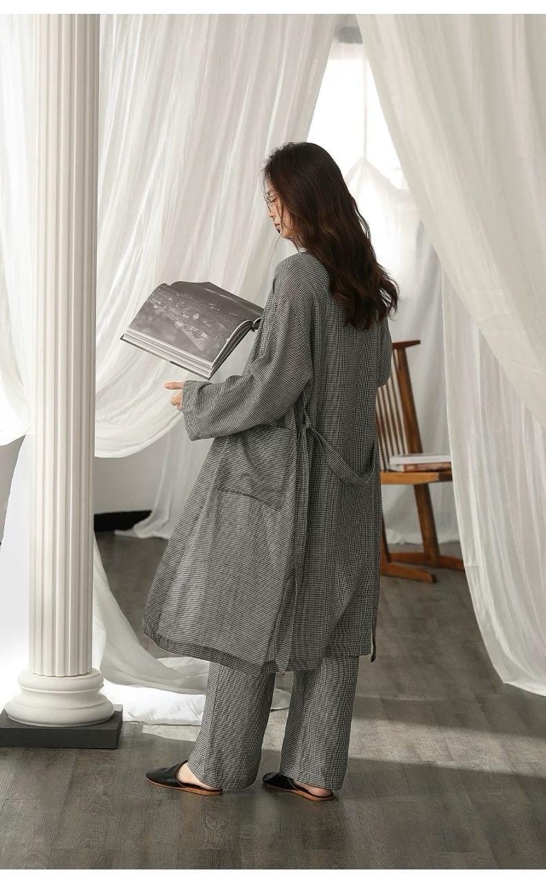Gauze Cotton Robe Set | Minimalist Kimono Loungewear