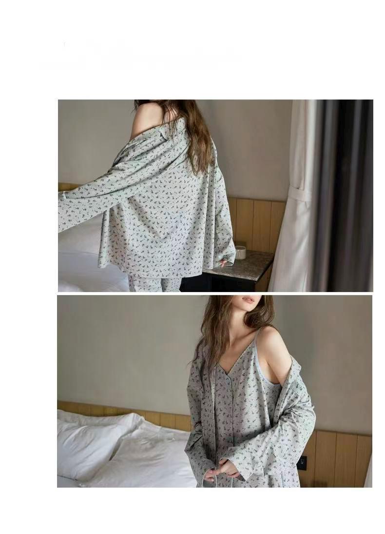 Floral Cotton Pajama Set: 3-Piece Women's Loungewear