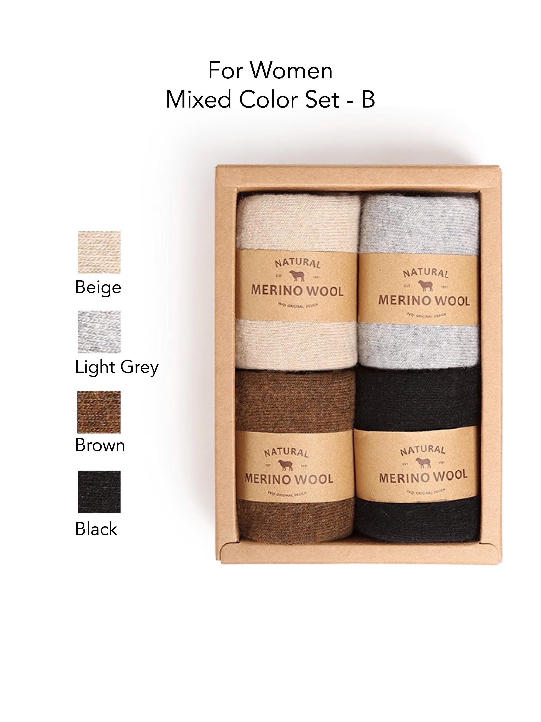 Merino Wool Socks Gift Box: Australian Wool Blend, Unisex, Set of 4 Christmas Gift Wrapped, Stocking Fillers