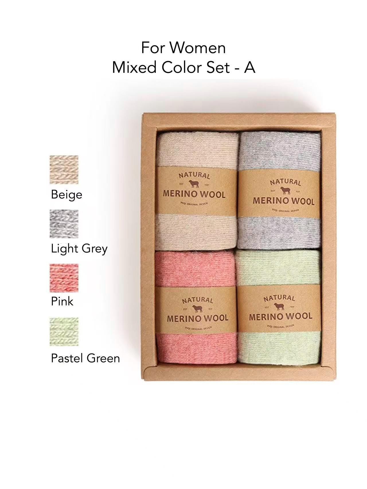 Merino Wool Socks Gift Box: Australian Wool Blend, Unisex, Set of 4 Christmas Gift Wrapped, Stocking Fillers