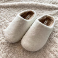 Felted Wool Fleece Slippers: Plush Faux Fur Lined Mules