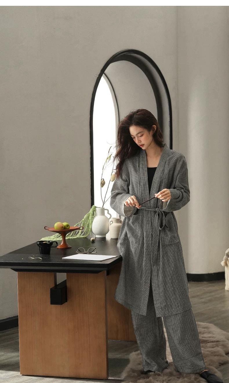 Gauze Cotton Robe Set | Minimalist Kimono Loungewear