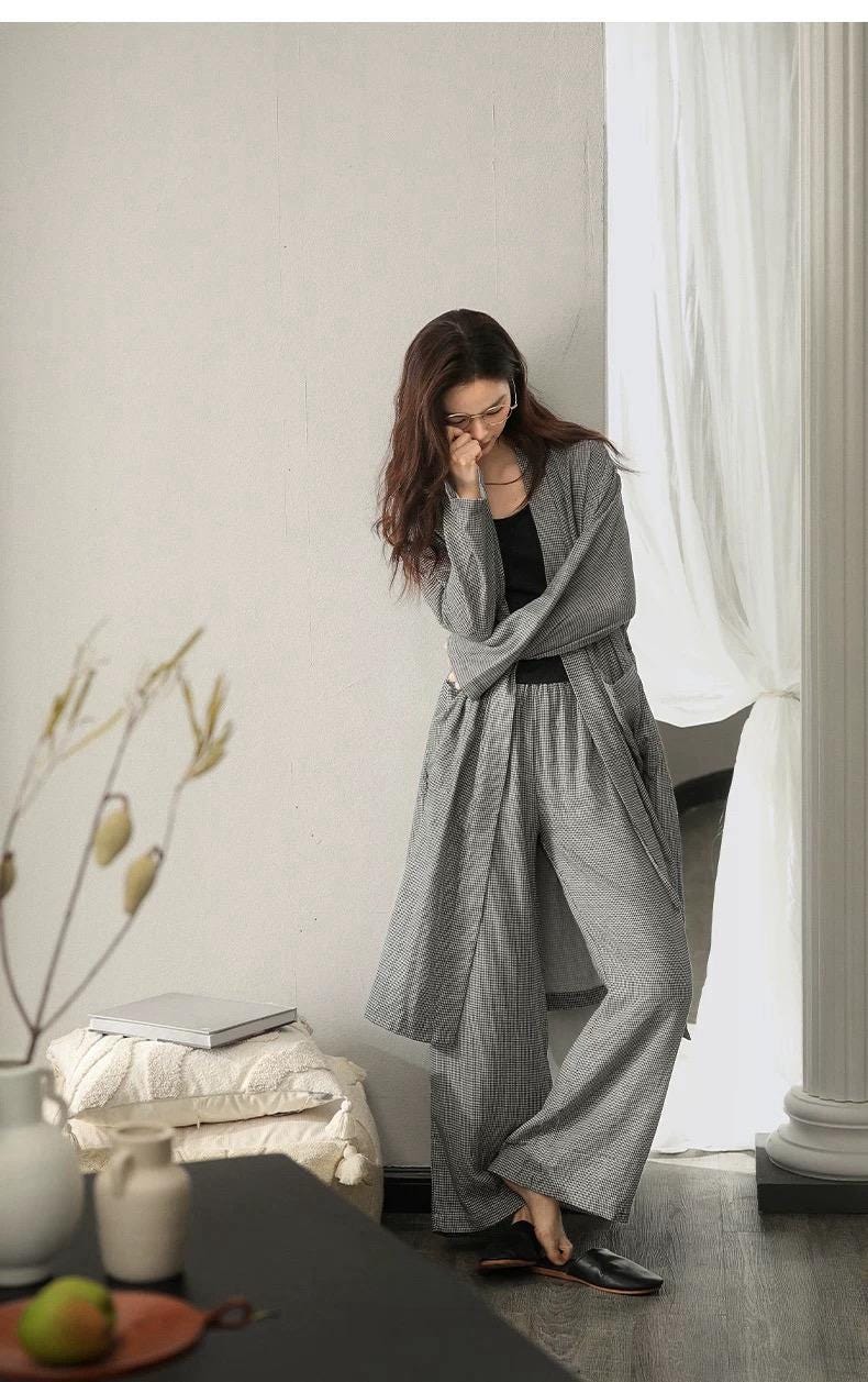 Gauze Cotton Robe Set | Minimalist Kimono Loungewear