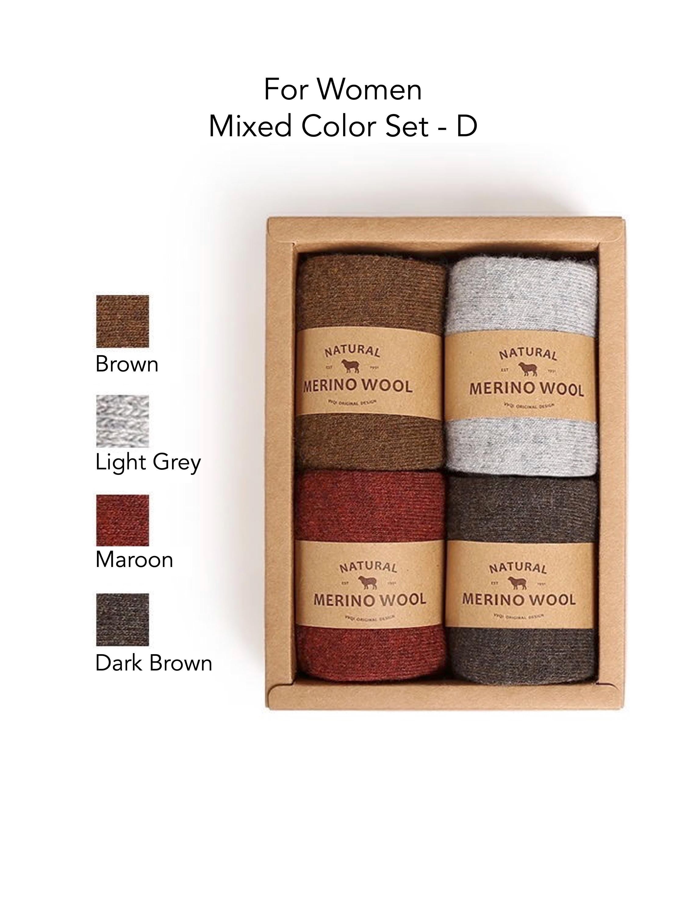 Merino Wool Socks Gift Box: Australian Wool Blend, Unisex, Set of 4 Christmas Gift Wrapped, Stocking Fillers
