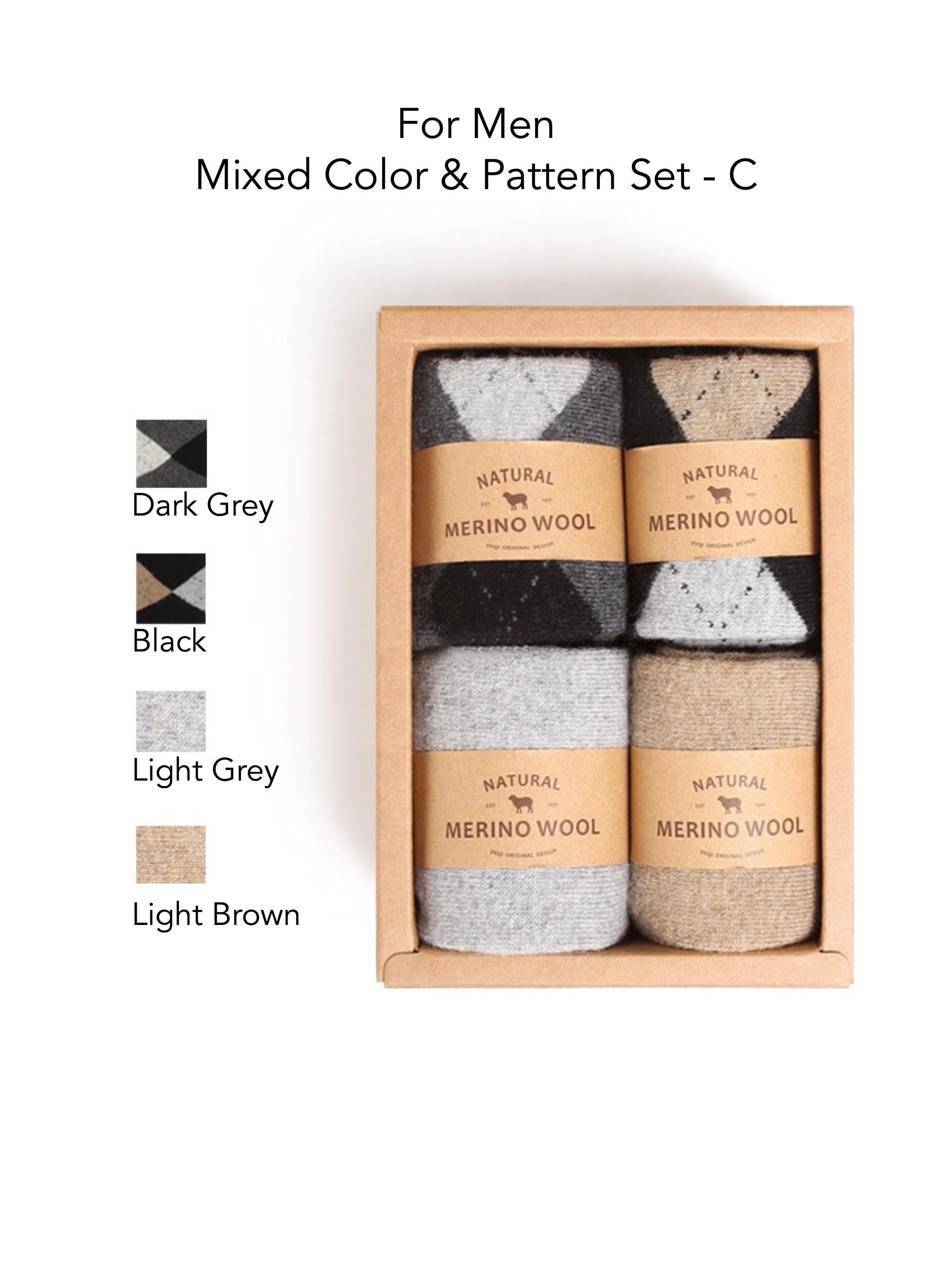 Merino Wool Socks Gift Box: Australian Wool Blend, Unisex, Set of 4 Christmas Gift Wrapped, Stocking Fillers