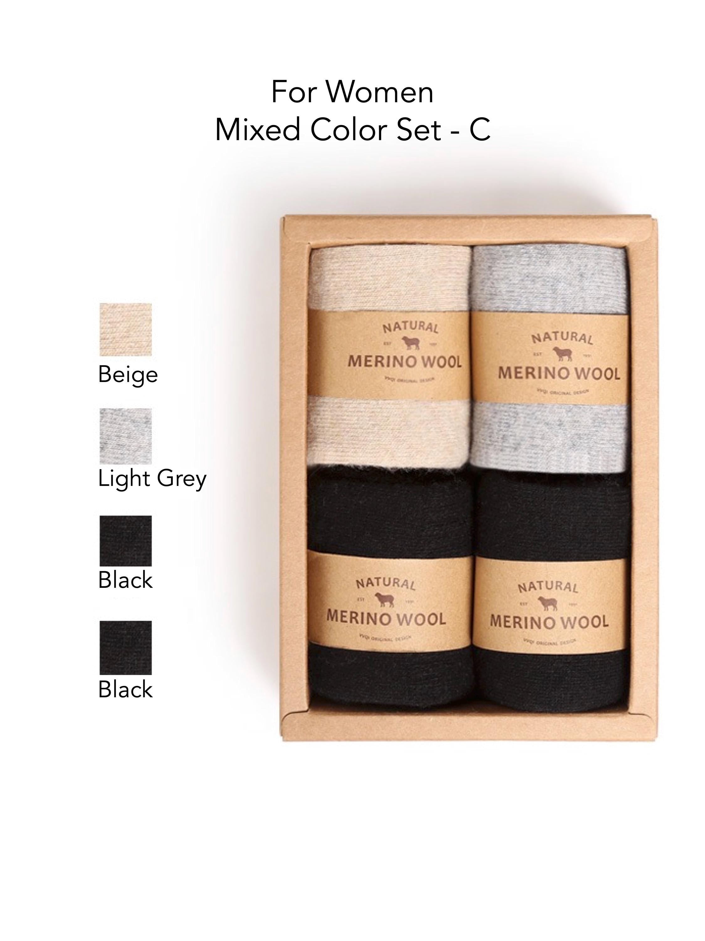 Merino Wool Socks Gift Box: Australian Wool Blend, Unisex, Set of 4 Christmas Gift Wrapped, Stocking Fillers